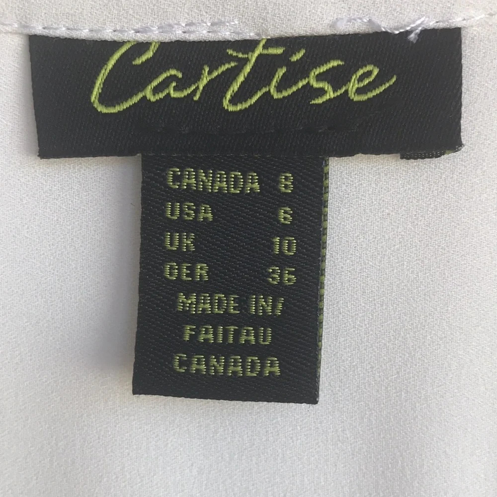 Cartise cream silky semi-sheer high-low crossover blouse, size 6 - Picture 4 of 8